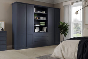 blue fitted wardrobes