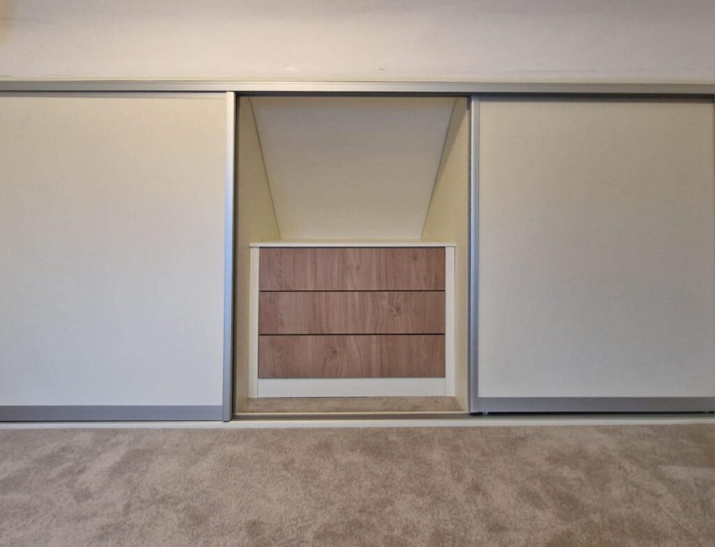 white built-in wardrobes
