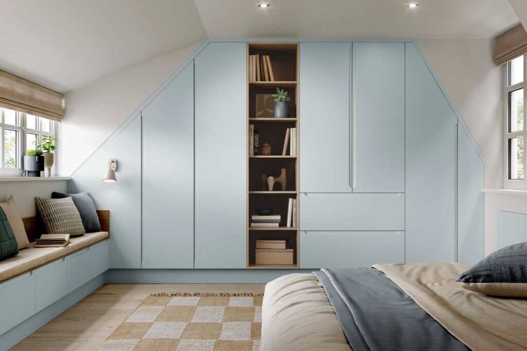 blue attic storage ideas